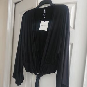 Agnes & Dora Classic Black Tie-Front Robe